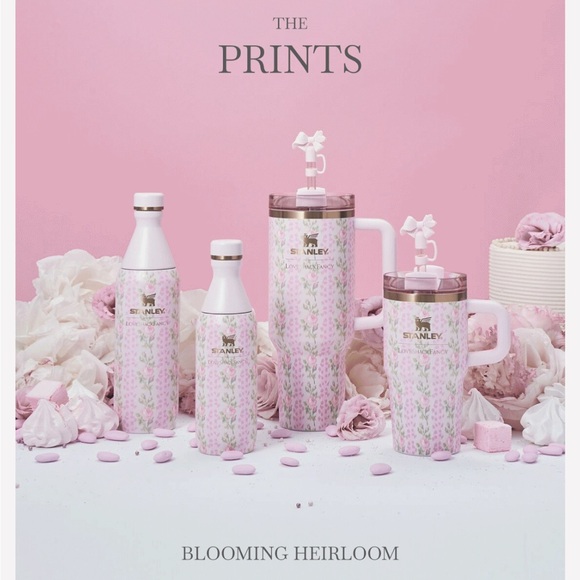 Stanley x LoveShackFancy 40oz tumbler quencher blooming heirloom pink green - Picture 4 of 5